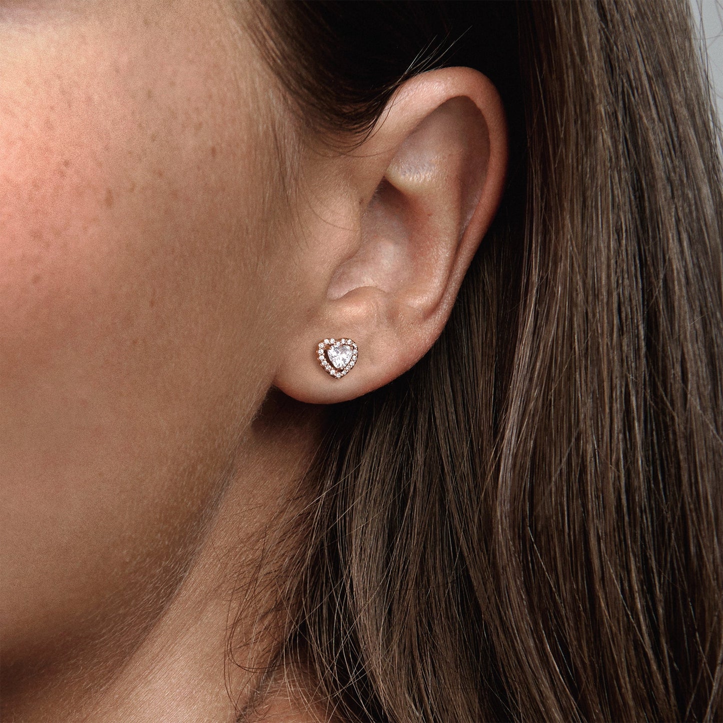 Sparkling Elevated Heart Stud Earrings